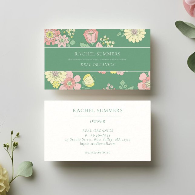 Spring Nature Floral Boho Business Card (Creator Uploaded)
