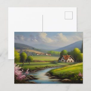 Spring nature landscape postcard