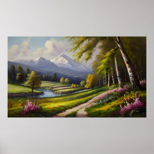 Spring nature landscape poster