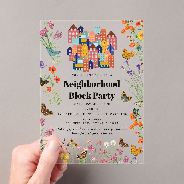 Spring Neighborhood BBQ Block Party Acrylic Invitations (Insitu (Handheld))