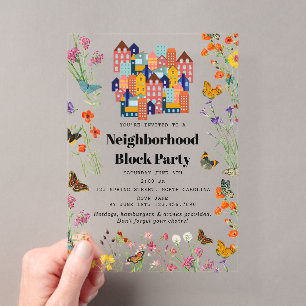 Spring Neighbourhood BBQ Block Party Acrylic Invitations