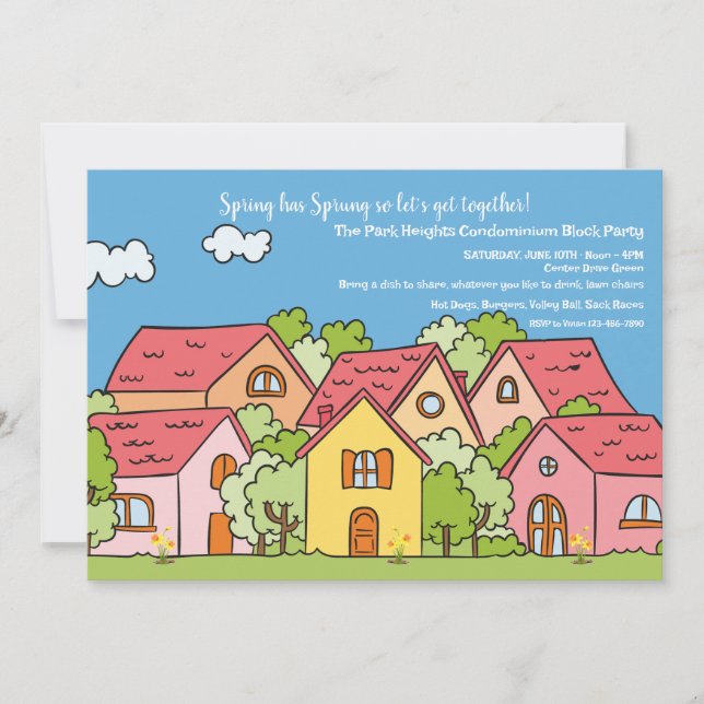 Spring Neighbourhood Block Party Invitation (Front)
