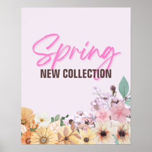 Spring New Collection Sign, Retail Store Pink Poster