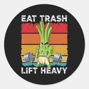 Spring Onion Gym Weight Training Eat Trash Lift He Classic Round Sticker