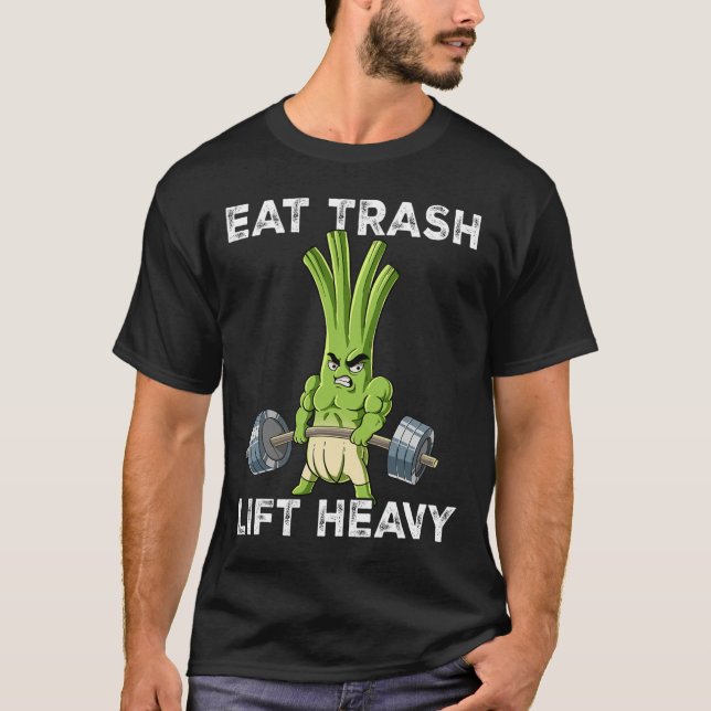 Spring Onion Gym Weight Training Eat Trash Lift He T-Shirt (Front)