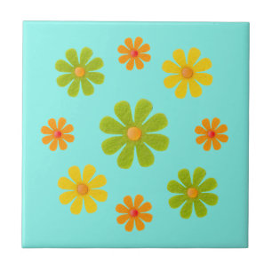 Spring orange and yellow flowers for kitchen ceramic tile