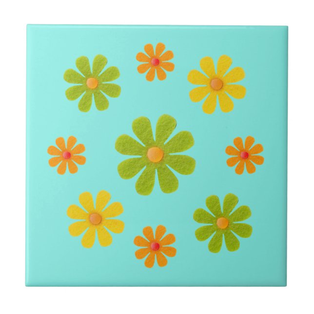 Spring orange and yellow flowers for kitchen ceramic tile (Front)