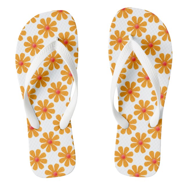 Spring orange flowers thongs (Footbed)