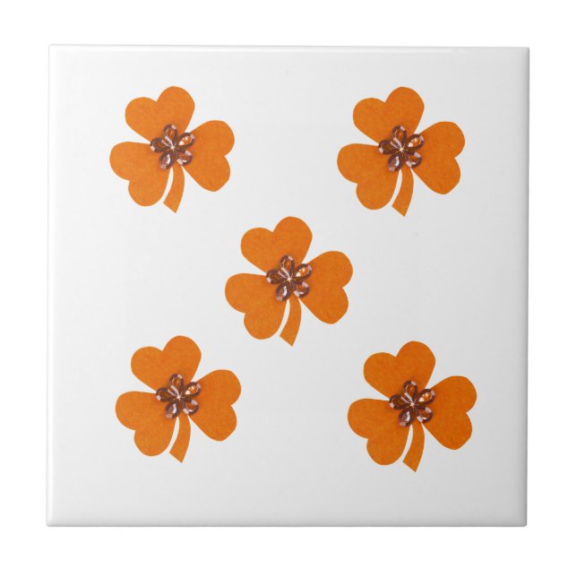 Spring orange, orange clovers for kitchen ceramic tile (Front)