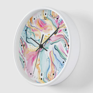 Spring organic texture with flowing wavy shapes clock