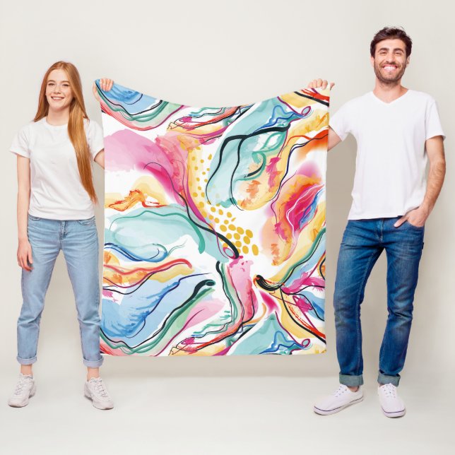 Spring organic texture with flowing wavy shapes fleece blanket (In Situ)