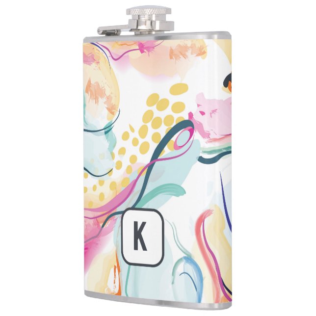Spring organic texture with flowing wavy shapes hip flask (Left)
