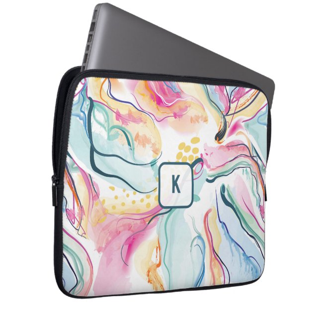 Spring organic texture with flowing wavy shapes laptop sleeve (Front Right)