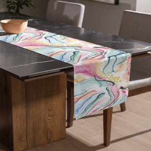 Spring organic texture with flowing wavy shapes long table runner