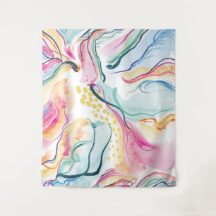 Spring organic texture with flowing wavy shapes tapestry