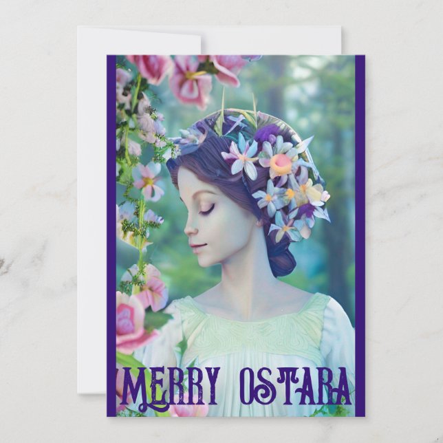 Spring Ostara Easter Equinox Pagan Forest Goddess Holiday Card (Front)