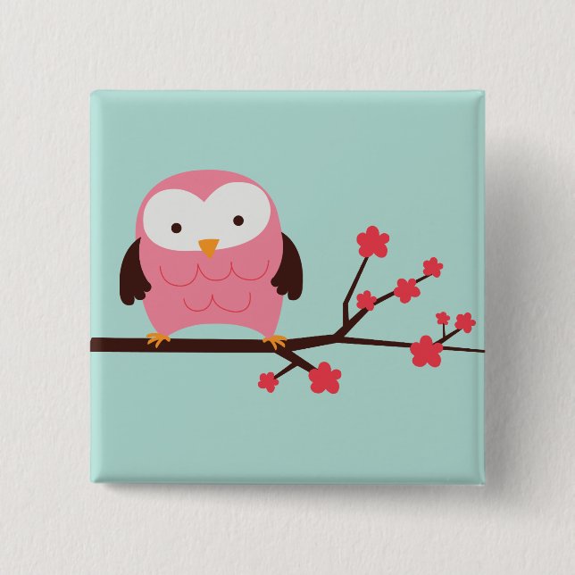 Spring Owl 15 Cm Square Badge (Front)