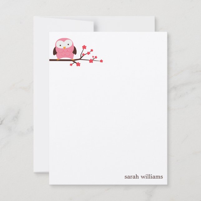 Spring Owl Custom Note Cards (Front)