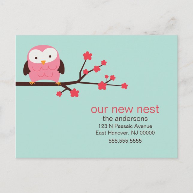 Spring Owl New Address Announcements (Front)