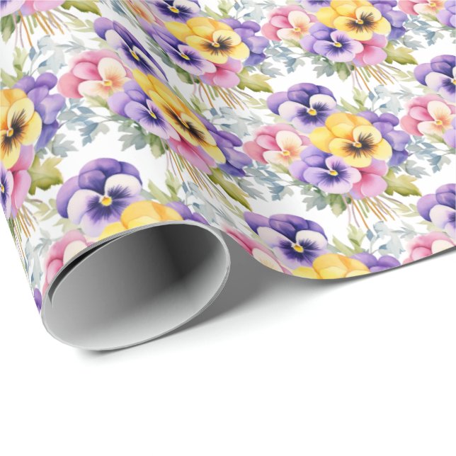 Spring Pansies Pansy Wrapping Paper (Roll Corner)