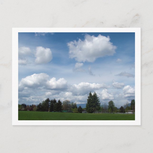 spring park, blue sky and white clouds postcard (Front)