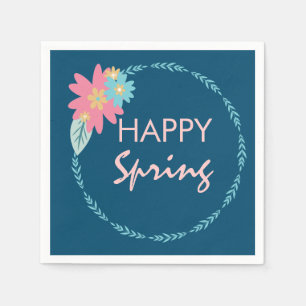 Spring Party Floral Wreath Birthday Flowers Napkin