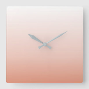 spring pastel color blush peach ombre dusty pink square wall clock