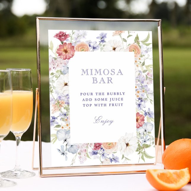 Spring Pastel Floral Bridal Shower Mimosa Bar  Poster (Creator Uploaded)