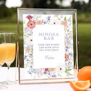 Spring Pastel Floral Bridal Shower Mimosa Bar  Poster
