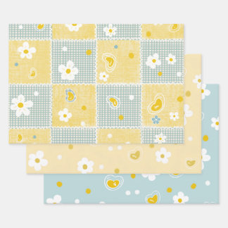 Spring Pastel Floral & Hearts Wrapping Paper Sheet