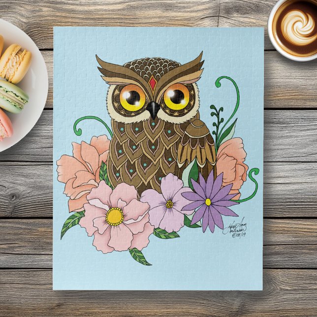Spring Pastel Flowers Owl Jigsaw Puzzle (Creator Uploaded)
