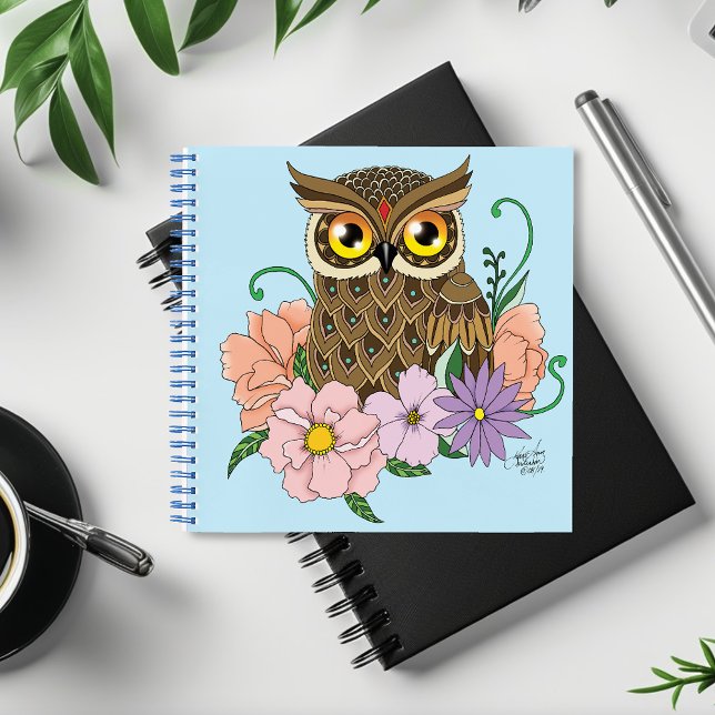 Spring Pastel Flowers Owl Notebook (Creator Uploaded)