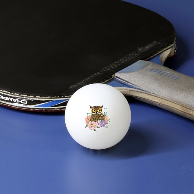 Spring Pastel Flowers Owl Ping Pong Ball (Creator Uploaded)