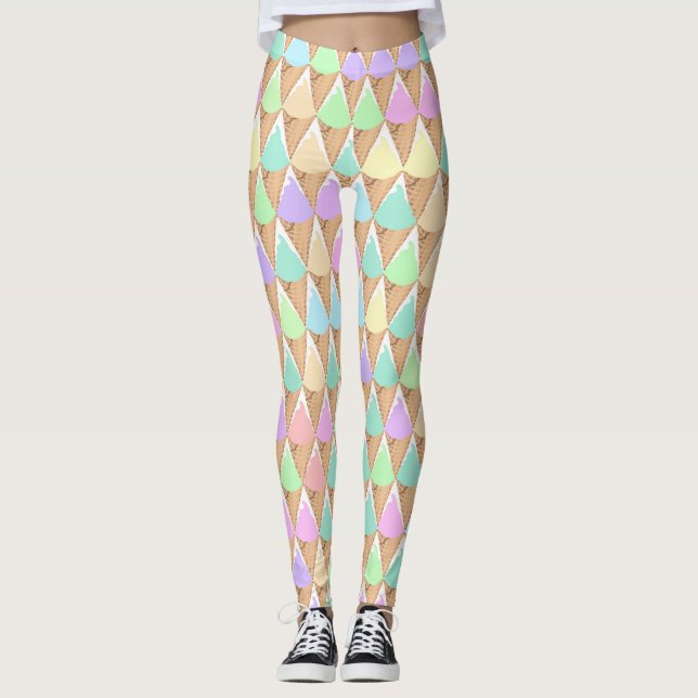 Spring Pastel Ice Cream Print Leggings (Front)