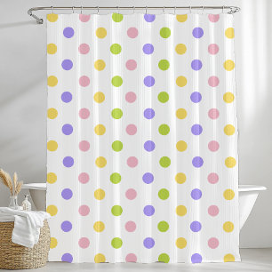 Spring Pastel Polka Dot Pattern Shower Curtain