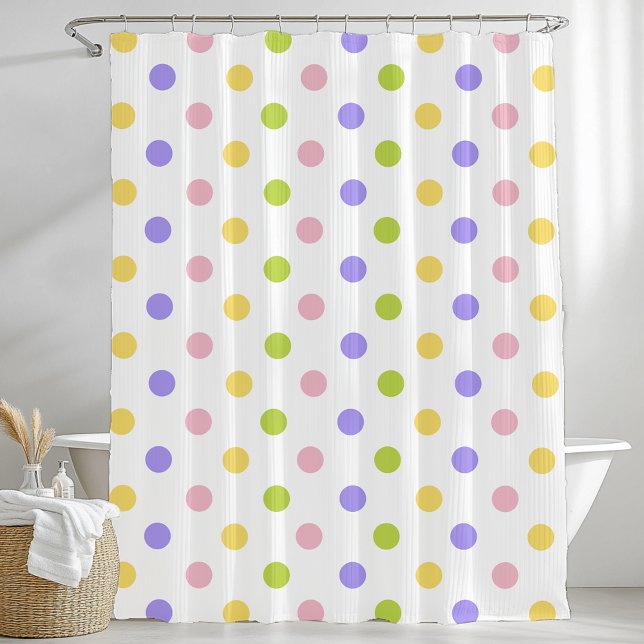 Spring Pastel Polka Dot Pattern Shower Curtain (Spring Pastel Polka Dot Pattern Shower Curtain)