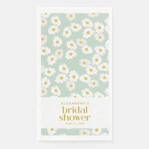 Spring Pastel Sage Daisies Bridal Shower Custom  Napkin