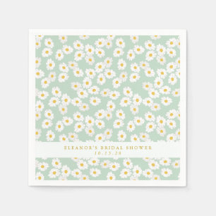 Spring Pastel Sage Daisies Bridal Shower Custom  Napkin