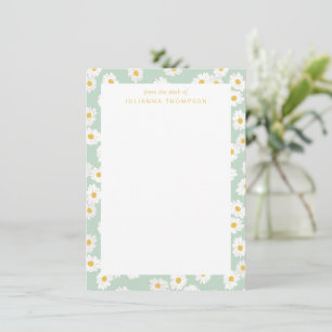 Spring Pastel Sage Daisies Personalised Desk Name Card