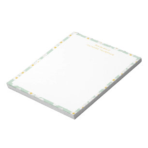 Spring Pastel Sage Daisies Personalised Desk Name Notepad
