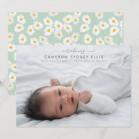 Spring Pastel Sage Green Daisies Baby Photo Birth