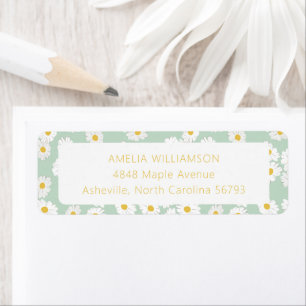 Spring Pastel Sage Green Daisies Return Address Label