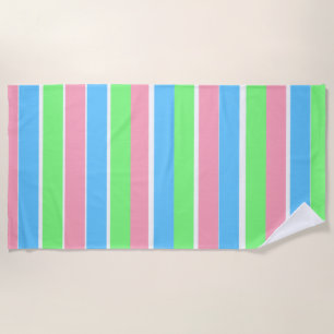 Spring Pastel Stripes Beach Towel