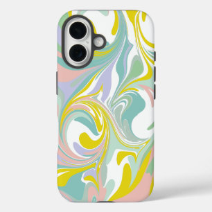 Spring Pastel Swirls   Abstract Marbling Design iPhone 16 Case