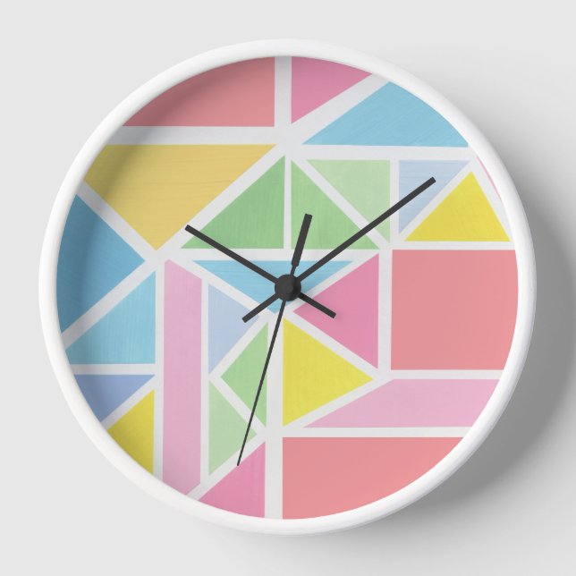 Spring Pastels Geometric Print  Clock (Front)