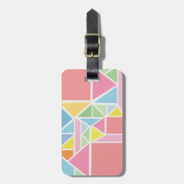 Spring Pastels Geometric Print  Luggage Tag (Front Vertical)