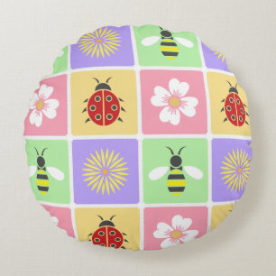Spring Patches Round Pillow