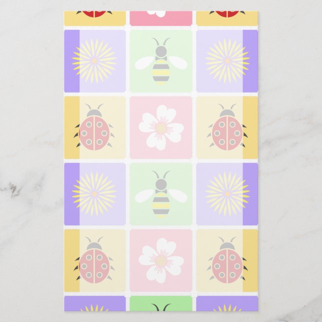 Spring Patches Stationery (Front)