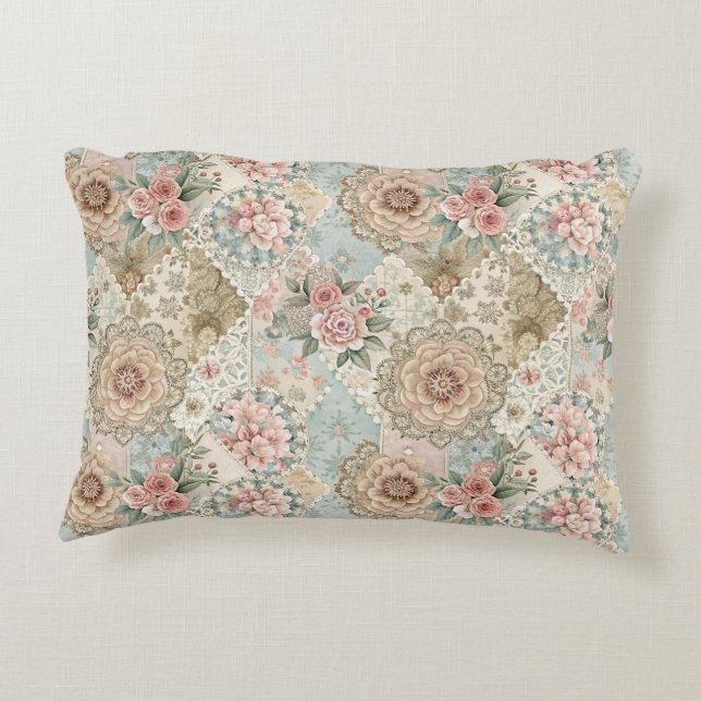 Spring Patchwork Seamless Pattern Decorative Cushion (Back)