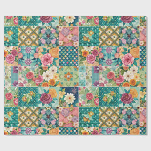 Spring Patchwork Seamless Wrapping Paper